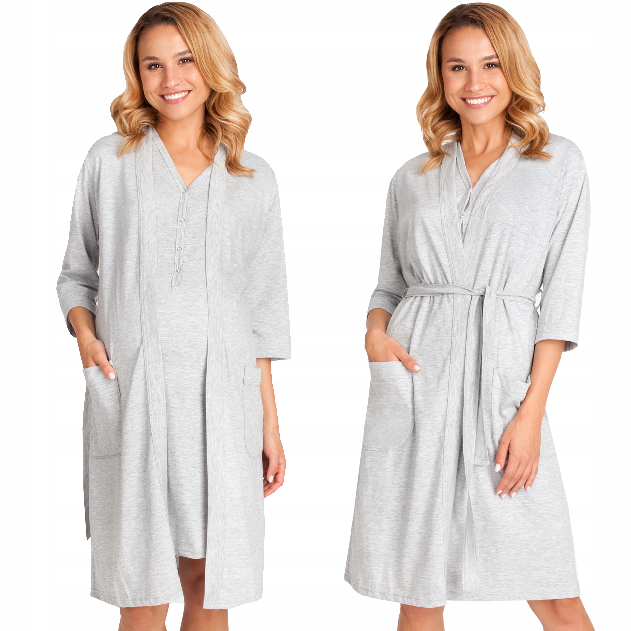 KOSZULA DO KARMIENIA SZLAFROK CIĄŻOWY KOMPLET L Rozmiar L