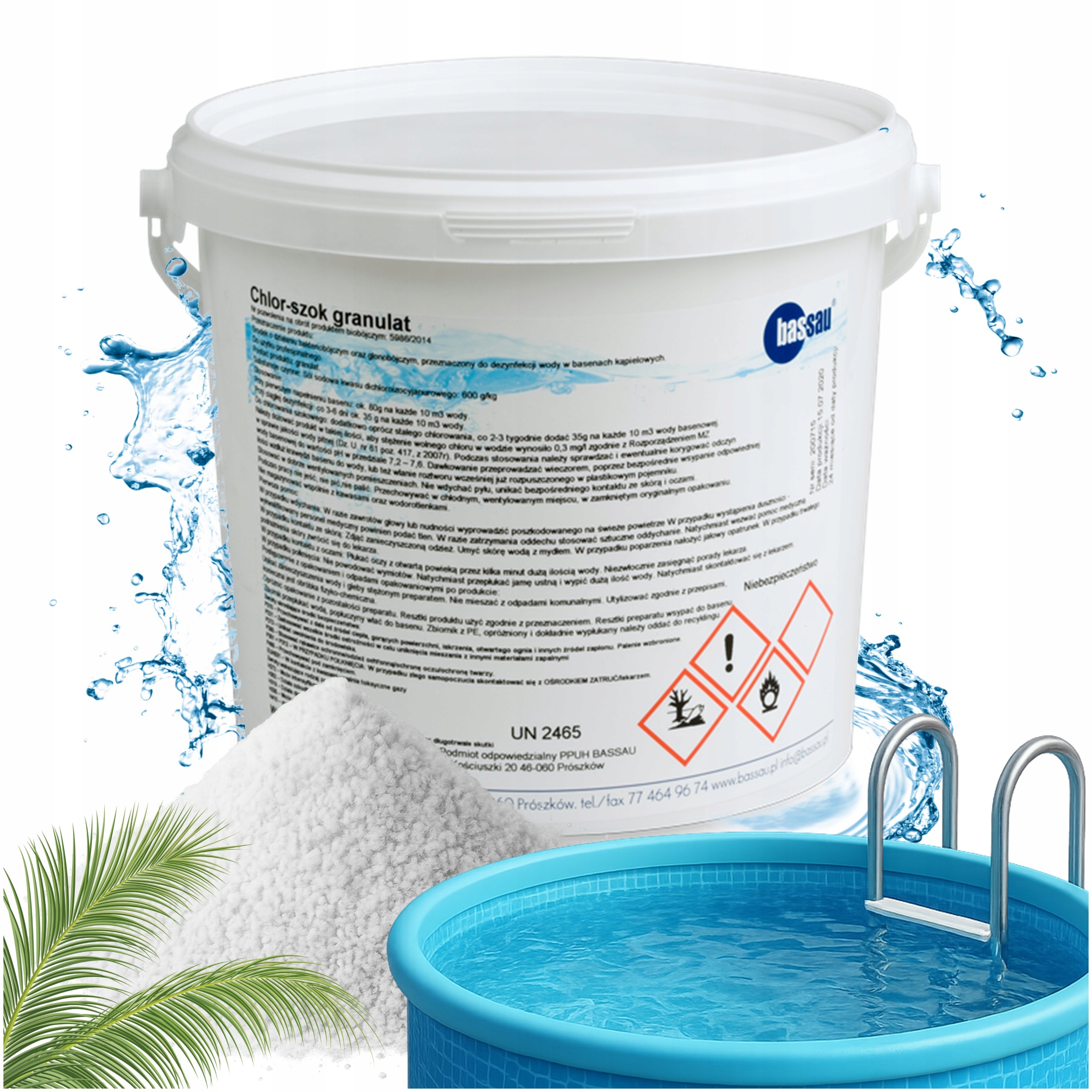 Chlor-szok Granulat Szybkie Chlorowanie Szokowe Basenu Chemia Basenowa 5 kg