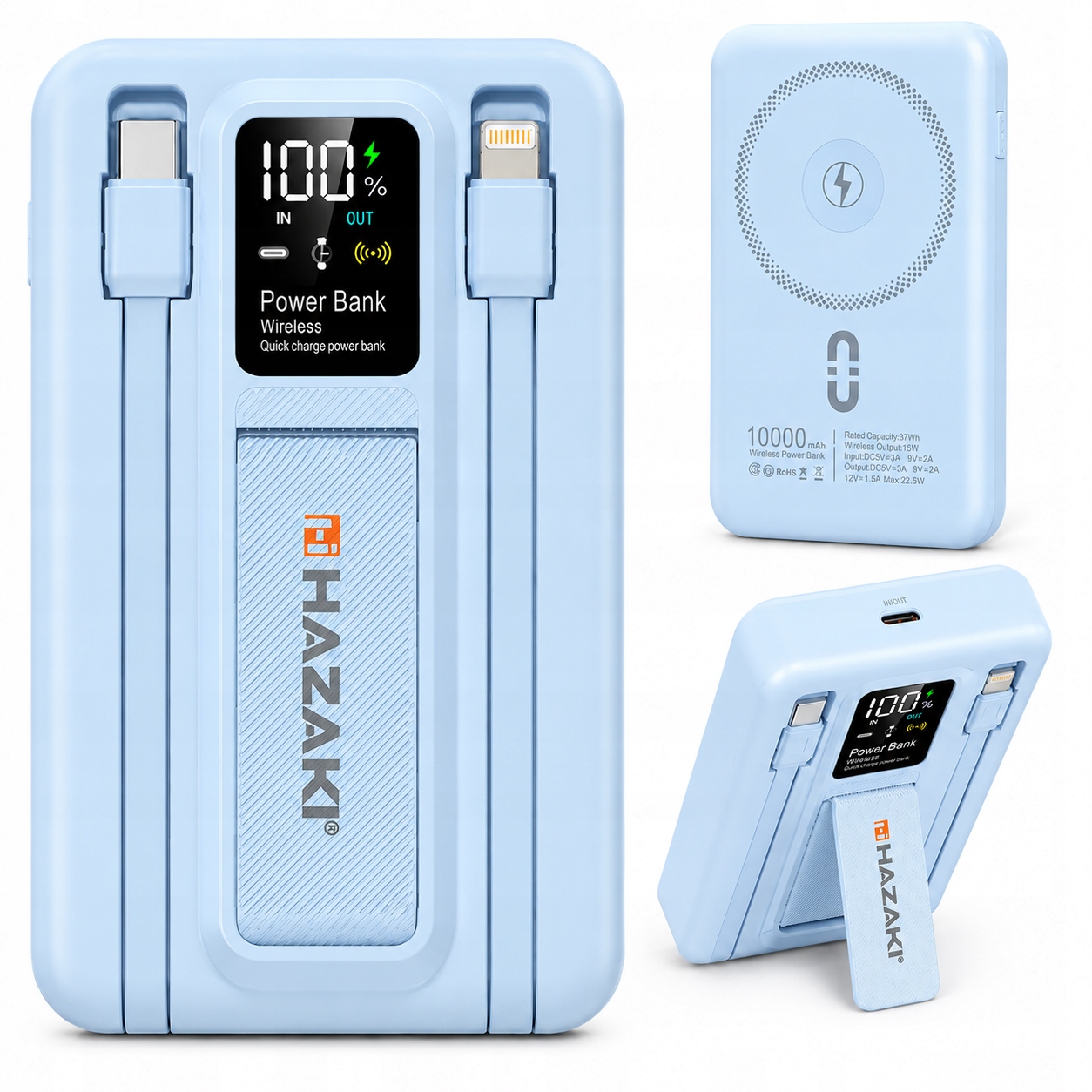 Powerbanka MagSafe 10000 mAh Hazaki 22,5 W Pro Telefon Hodinky Sluchátka Kabely