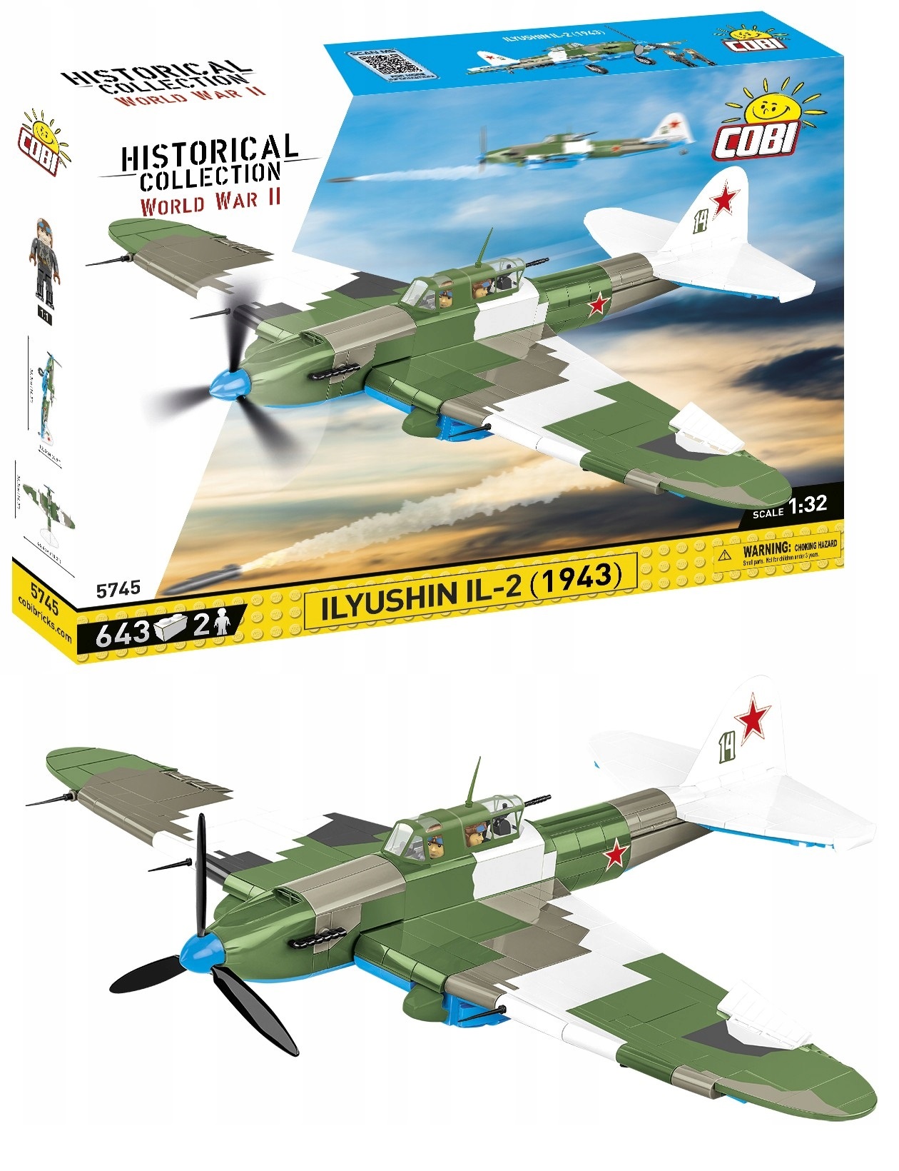 みい② KLOCKI COBI 5745 SAMOLOT ILYUSHIN IL-2 1943 (5902251057459) • Cena