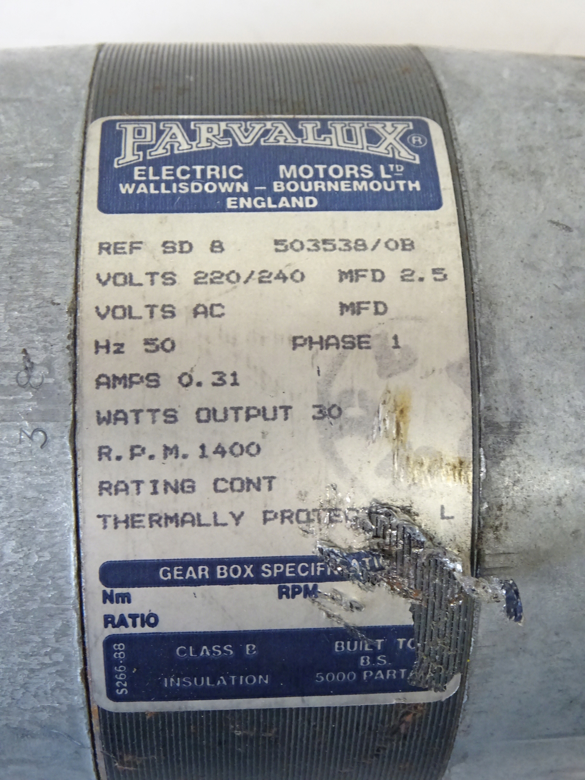 Parvalux Silnik 30W 220V Symbol 503538/0B