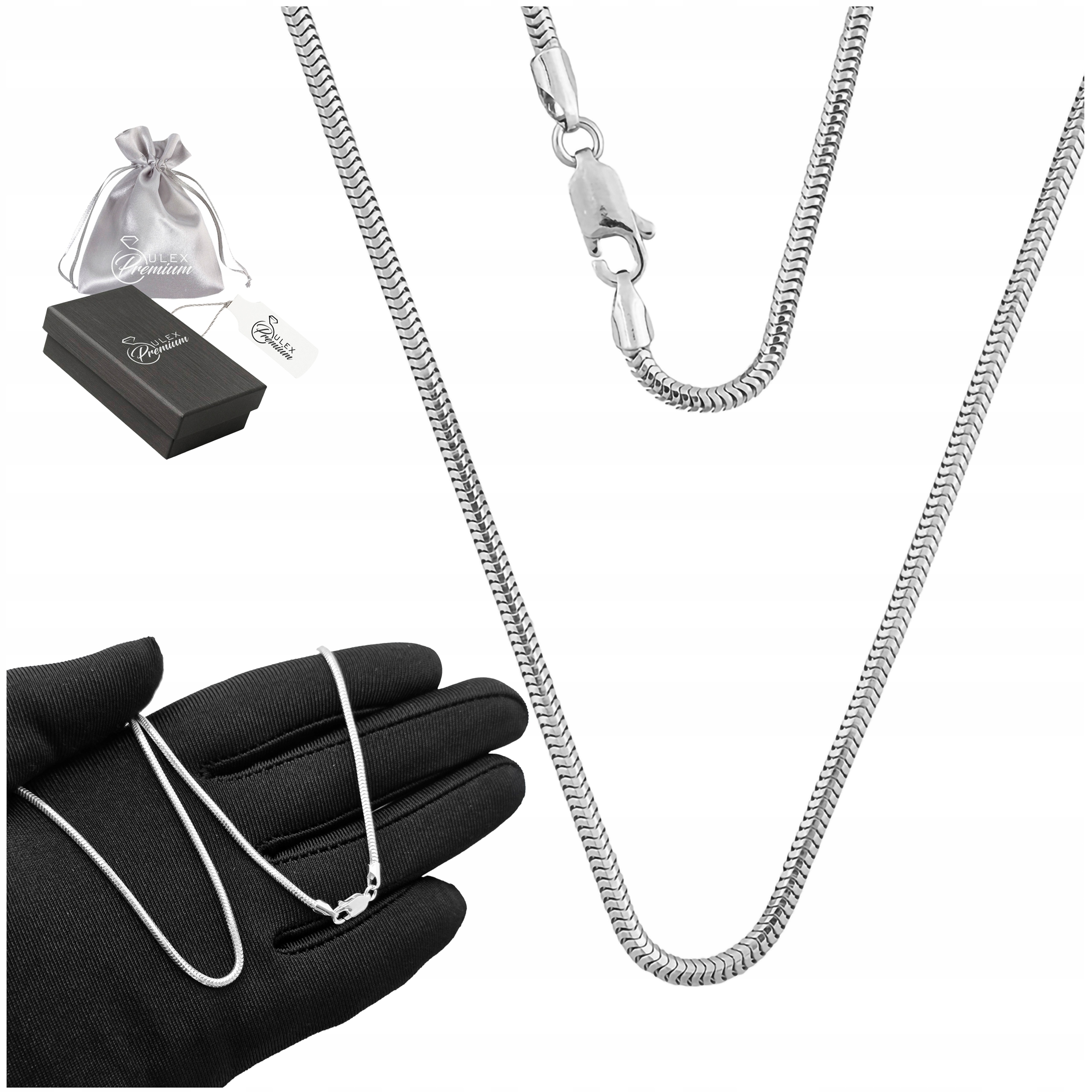 Stříbrný řetízek ryzost 925 Dárek Stříbrná šňůra Zmijka Snake 50 cm x 2 mm