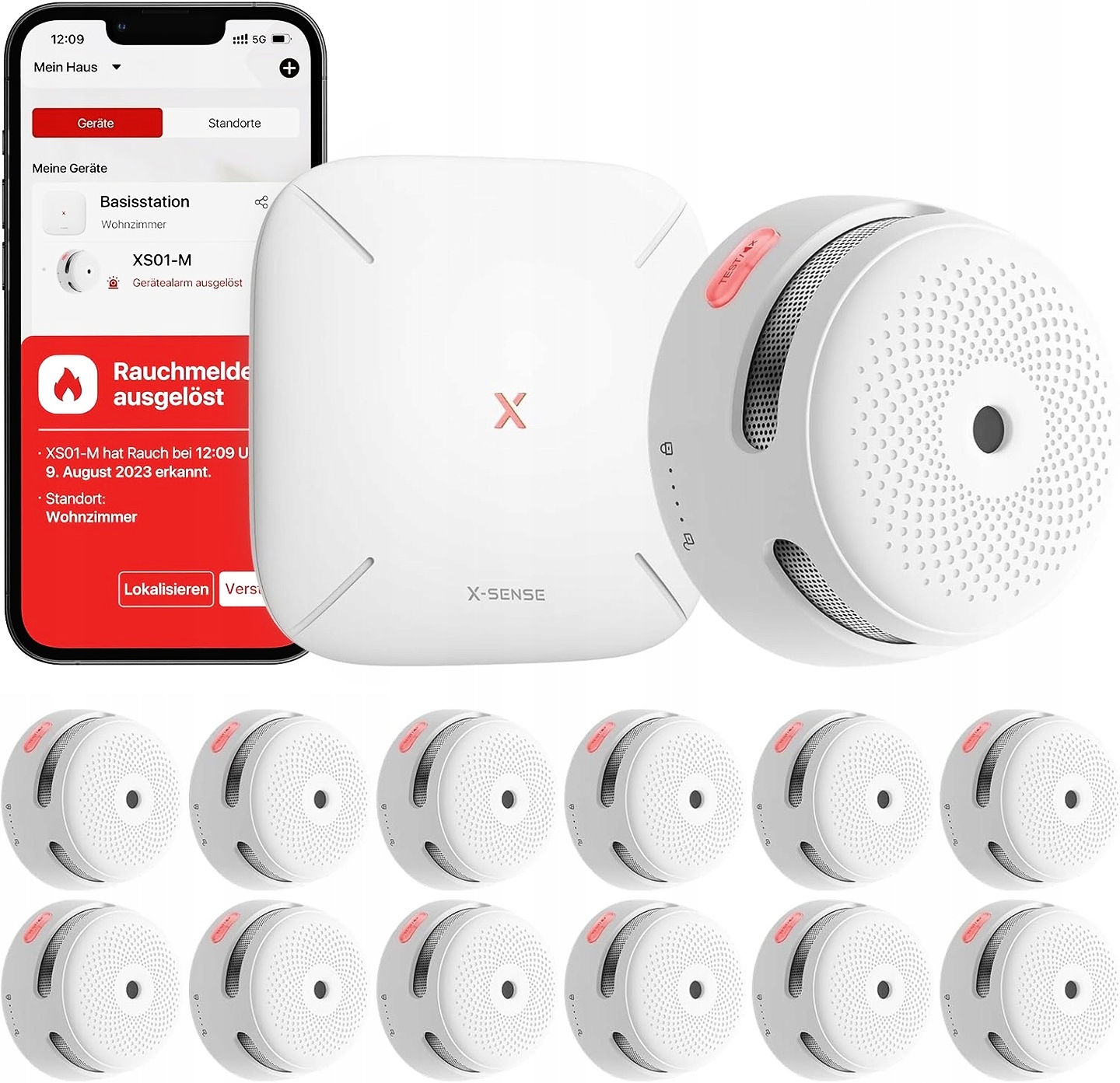 Alarmová sada X-Sense 12x detektor dymu XS01-M WiFi stanica SBS50 Aplikácia