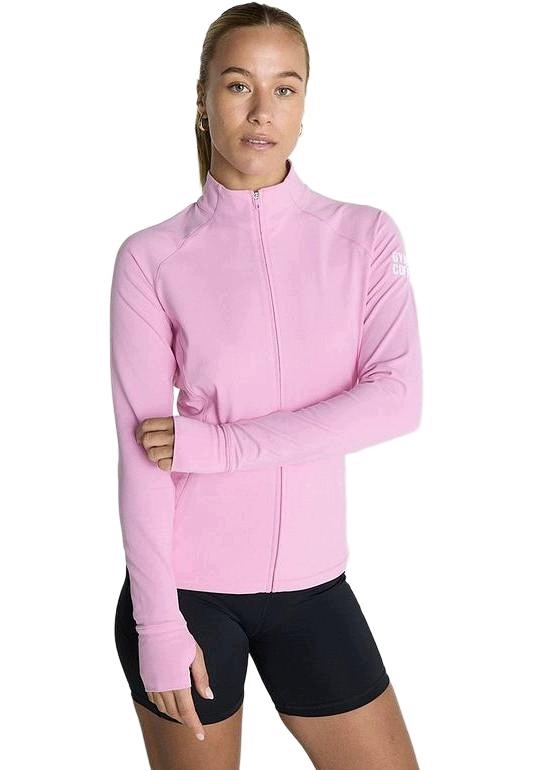 Różowa Elastyczna Bluza Kieszenie Sportowa Siłowania Fitness Gym Coffee Xxs