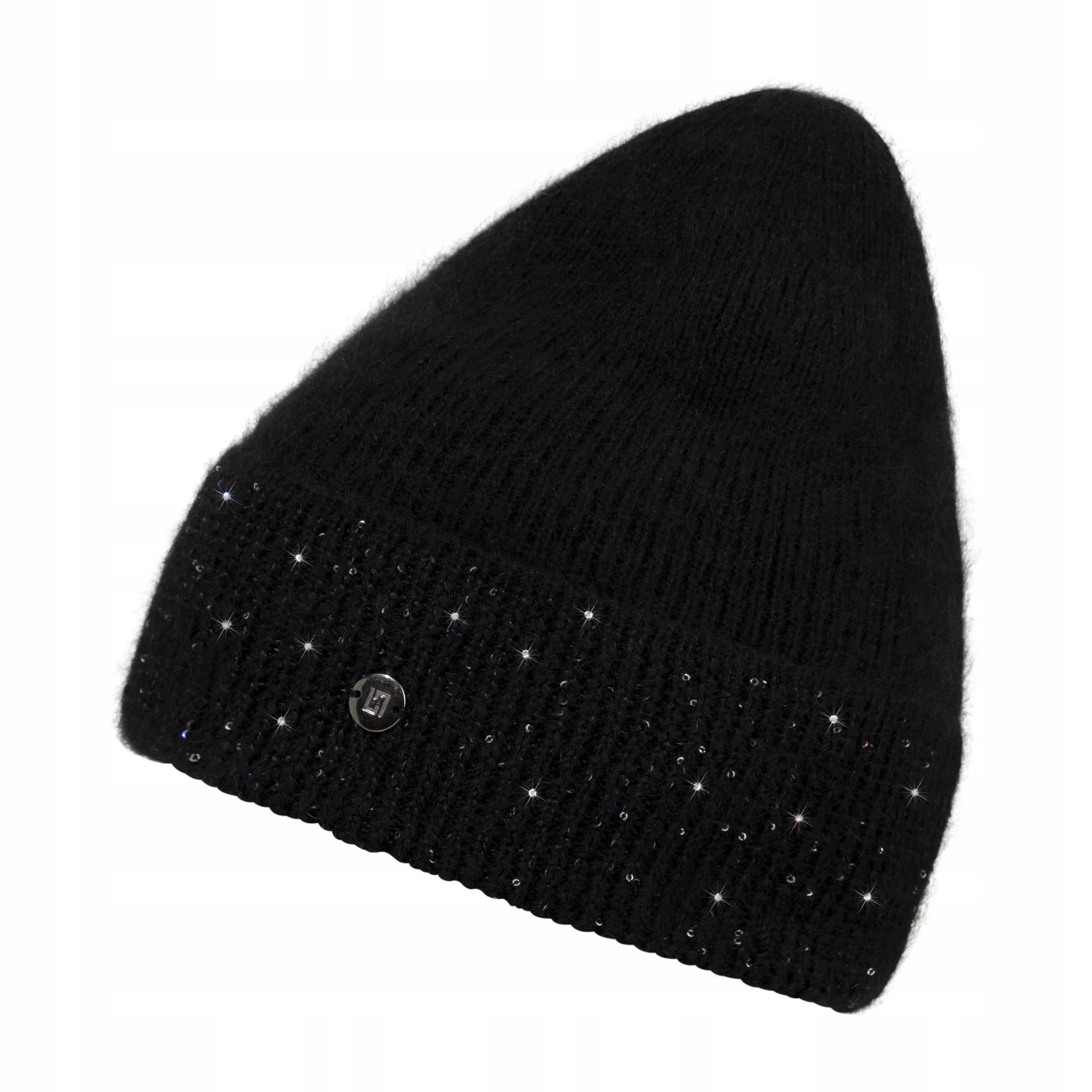 Černá lehká vlněná čepice čepice s ohybem polská čepice Angora Loman Pergamino