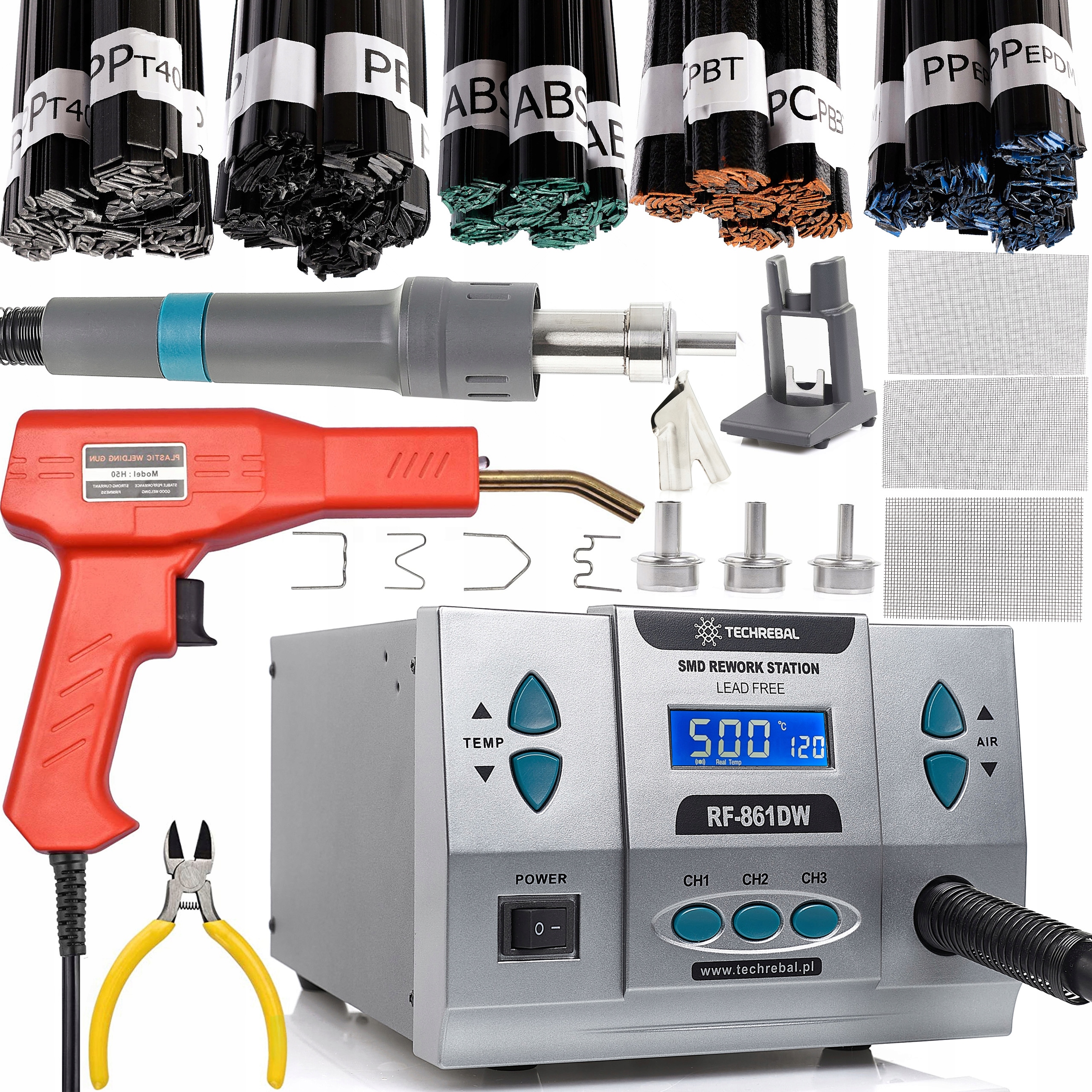 Spawarka Plastiku Stacja Lutownicza Techrebal RF-861DW 1000W Zestaw Spoiw