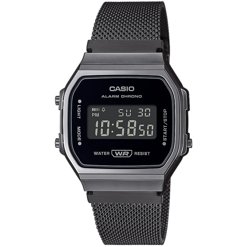 Černé hodinky Casio Vintage A168WEMB-1BEF stopky