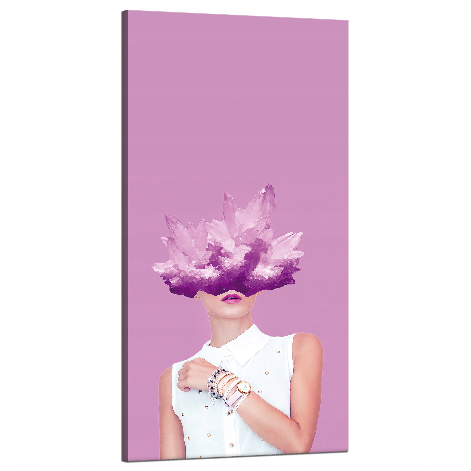 Obraz na plátně Žena růží Fialové krystaly 60x120 cm