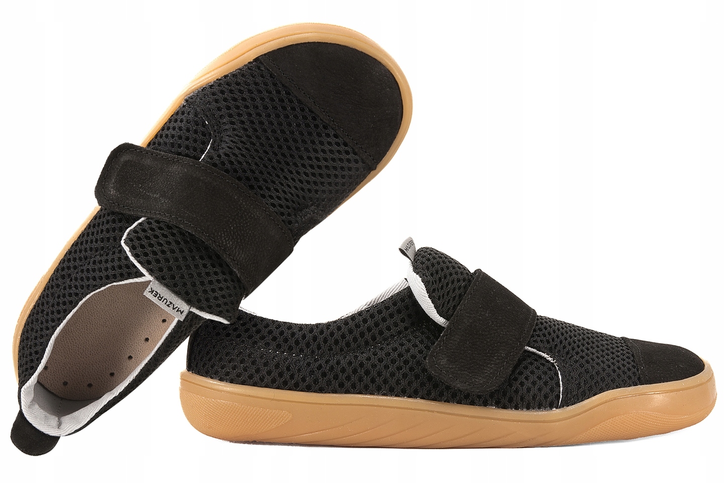 Mazurek Softex Black Barefoot Skórzano-tekstylne Półbuty Kapcie Papcie 31