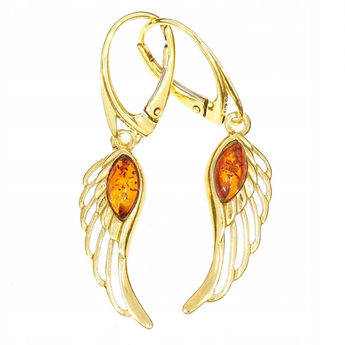 

Złote Skrzydła kolczyki Srebro z Bursztyn