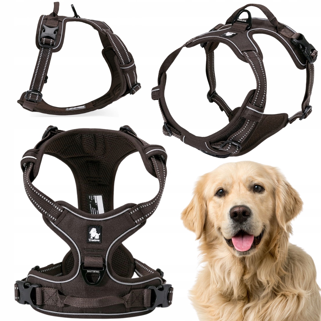 Szelki Dla Psa Truelove Easy Walk Mocne Trwałe Odblaskowe Brązowe XL