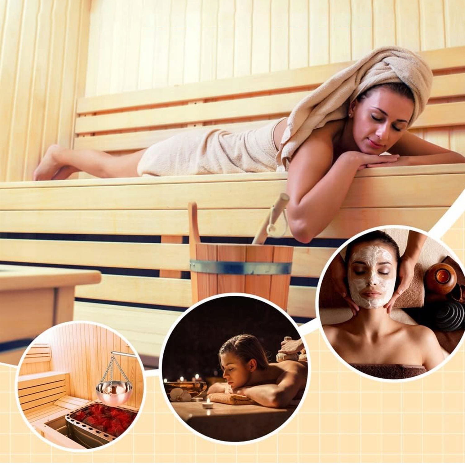 Miseczka do Sauny SPA ze Stali Nierdzewnej i Drewnianą Podstawą Długość (cm) 24 cm