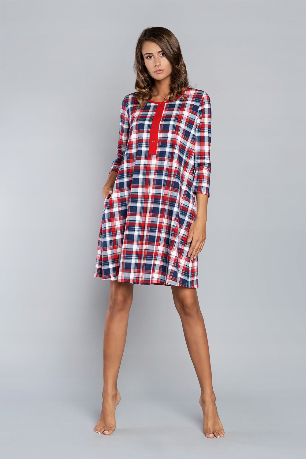 Košile Rugia noční 3/4 rukávy, potisk/červená, XXL Italian Fashion