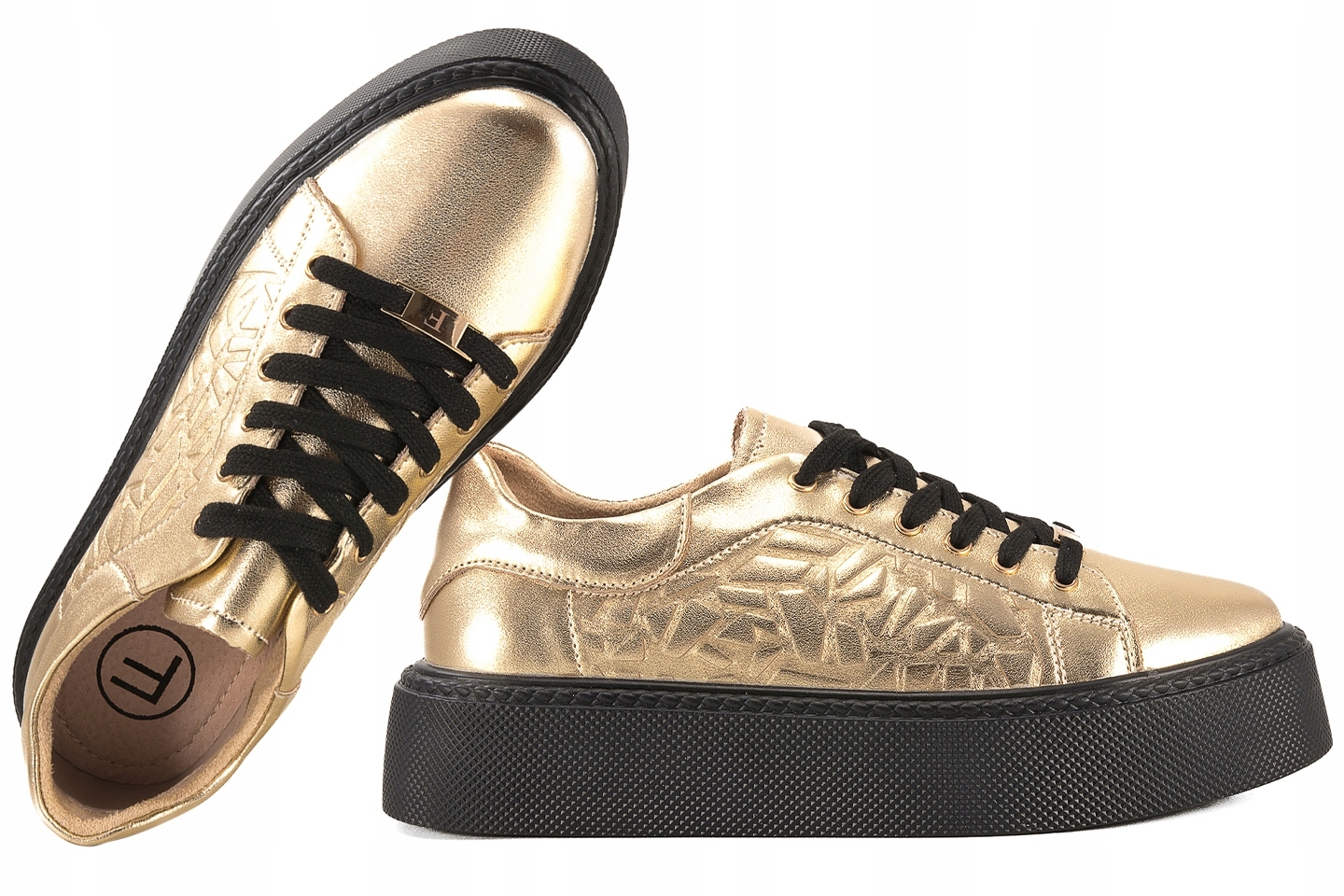 Filippo DP6119 Dámské Polobotky Tenisky Na Platformě Kožené, zlaté 37