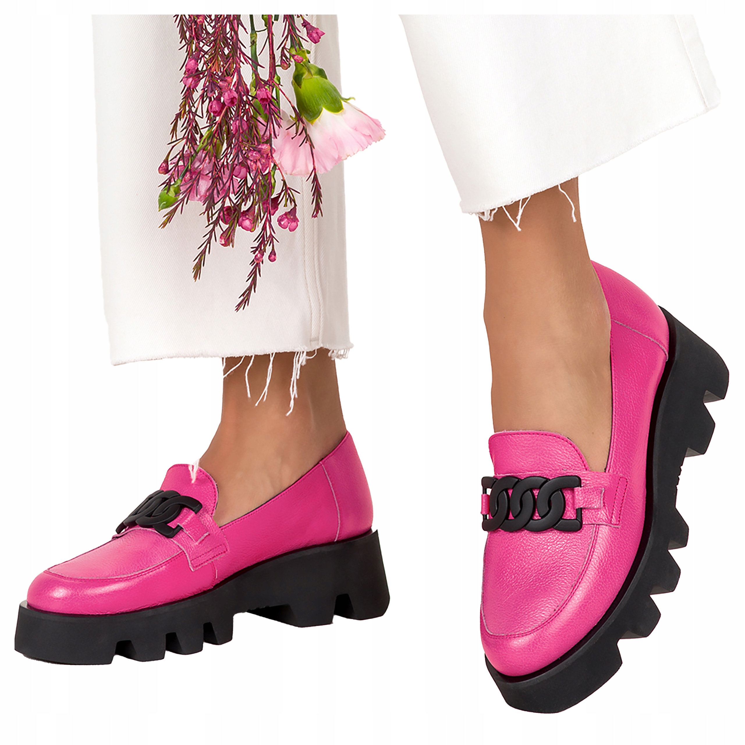 Dámské Mokasíny, Kožené Polobotky, Boty S Řetízkem