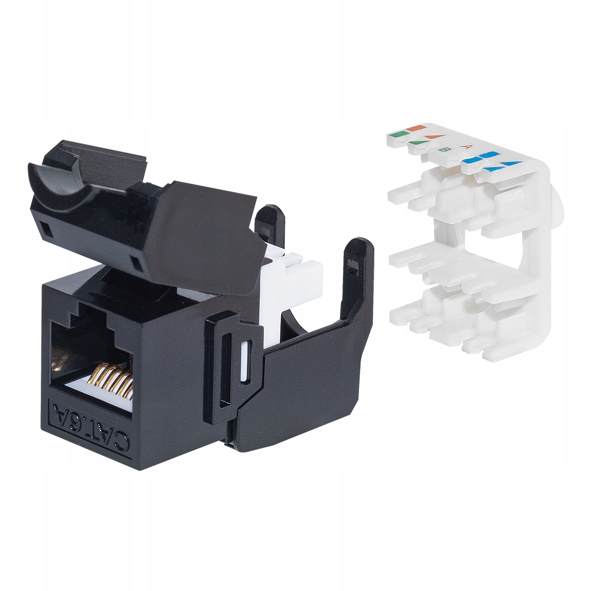 Moduł keystone jack RJ45 kat. 6A UTP, beznarzędziowy, Netrack, czarny Stan opakowania oryginalne