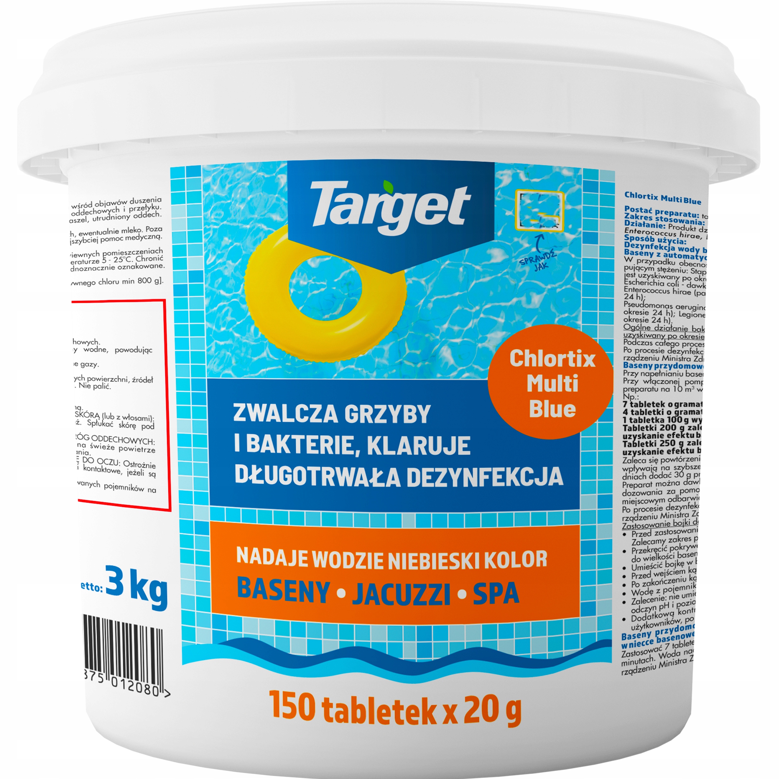 Target Tabletki Multifunkcyjne Do Basenu Chlor Niebieska Woda 150 x 20G 3KG