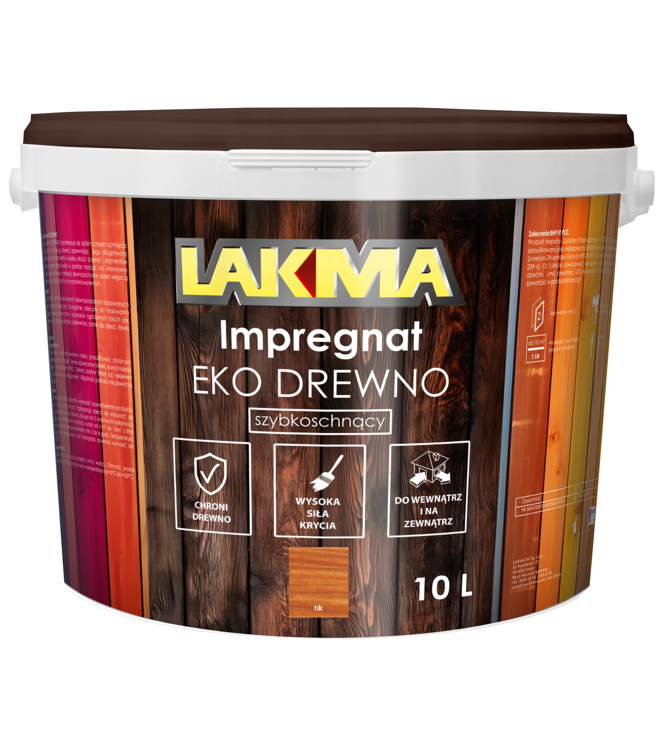 Impregnat do Drewna Lakma Eko Drewno Szybkoschnący Ochronny Tik 10L