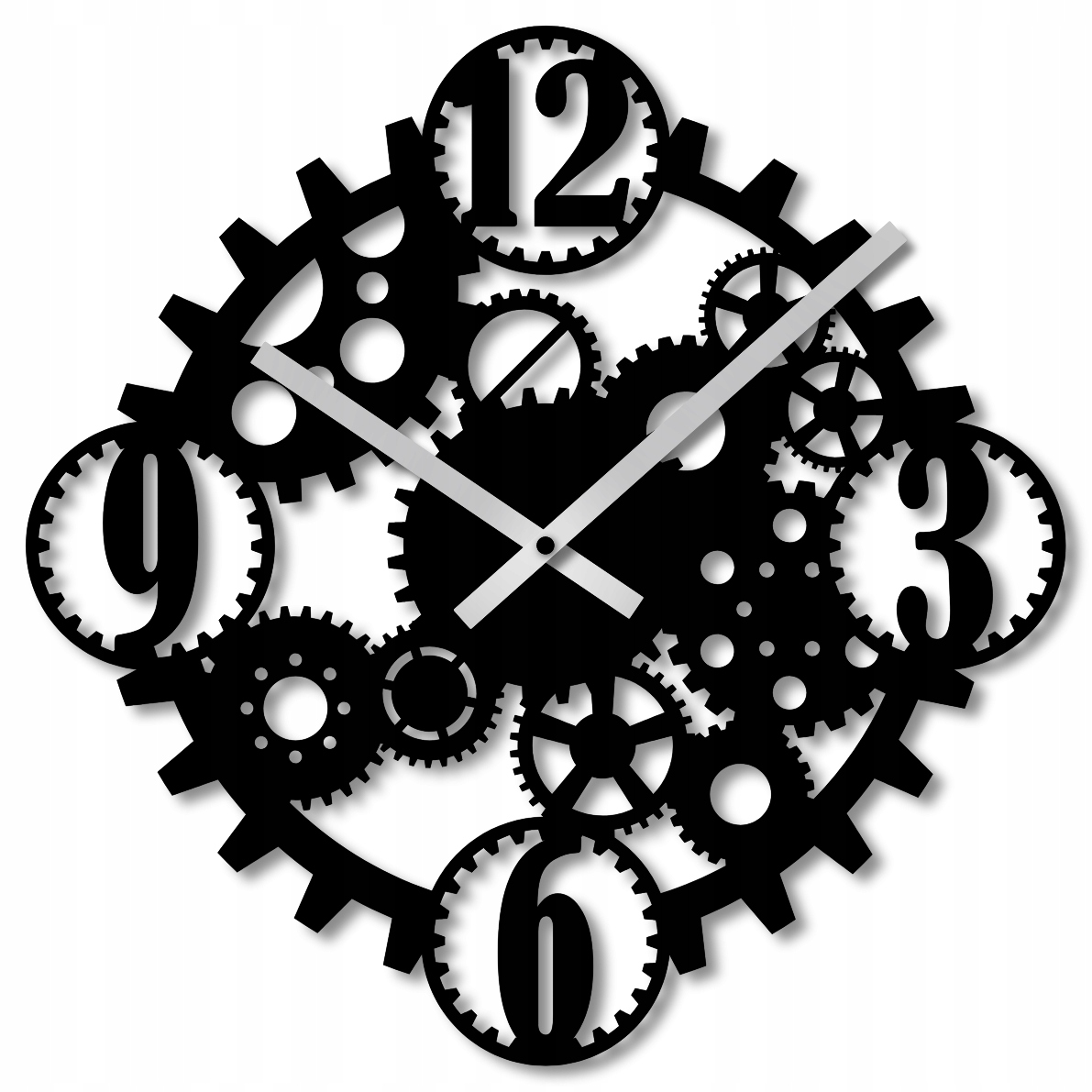 Nástěnné Hodiny 50 cm Dřevěné Nástěnné Hodiny Velké Černé Tichý Mechanismus