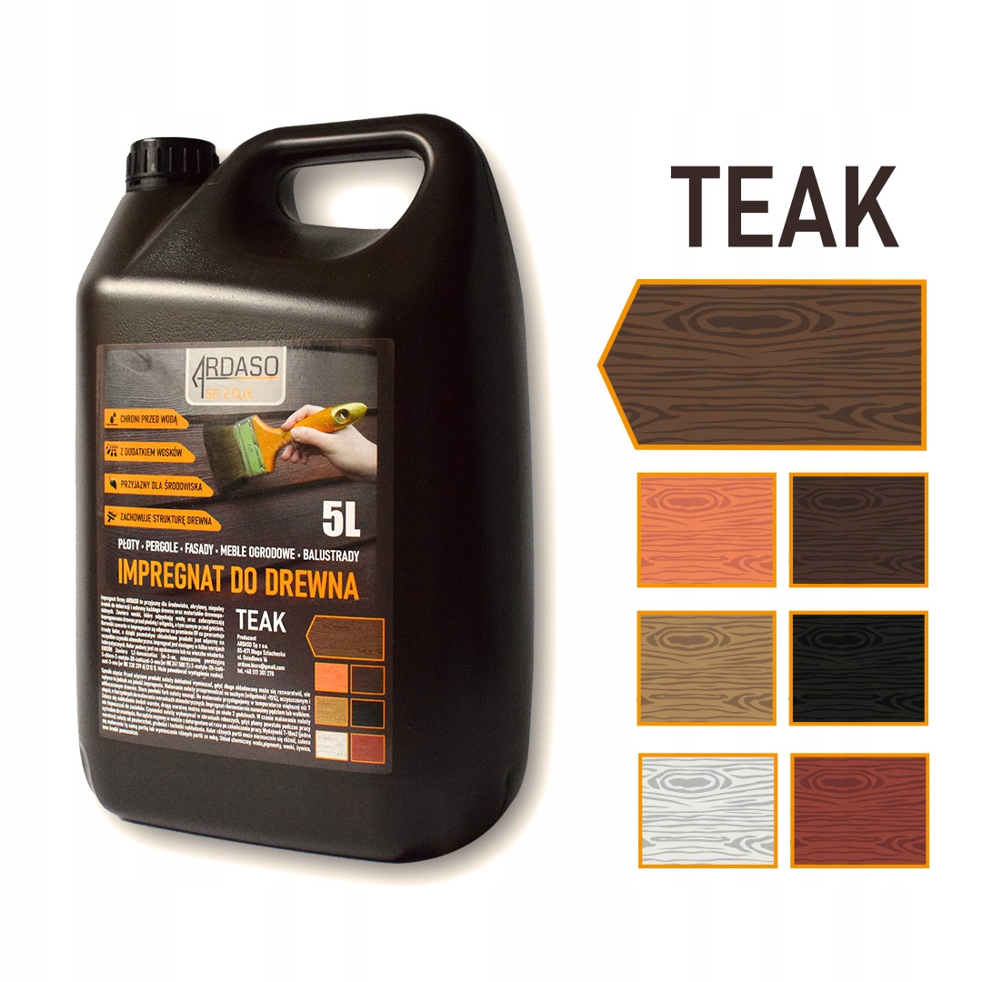 

Impregnat do drewna 10l Teak z woskami