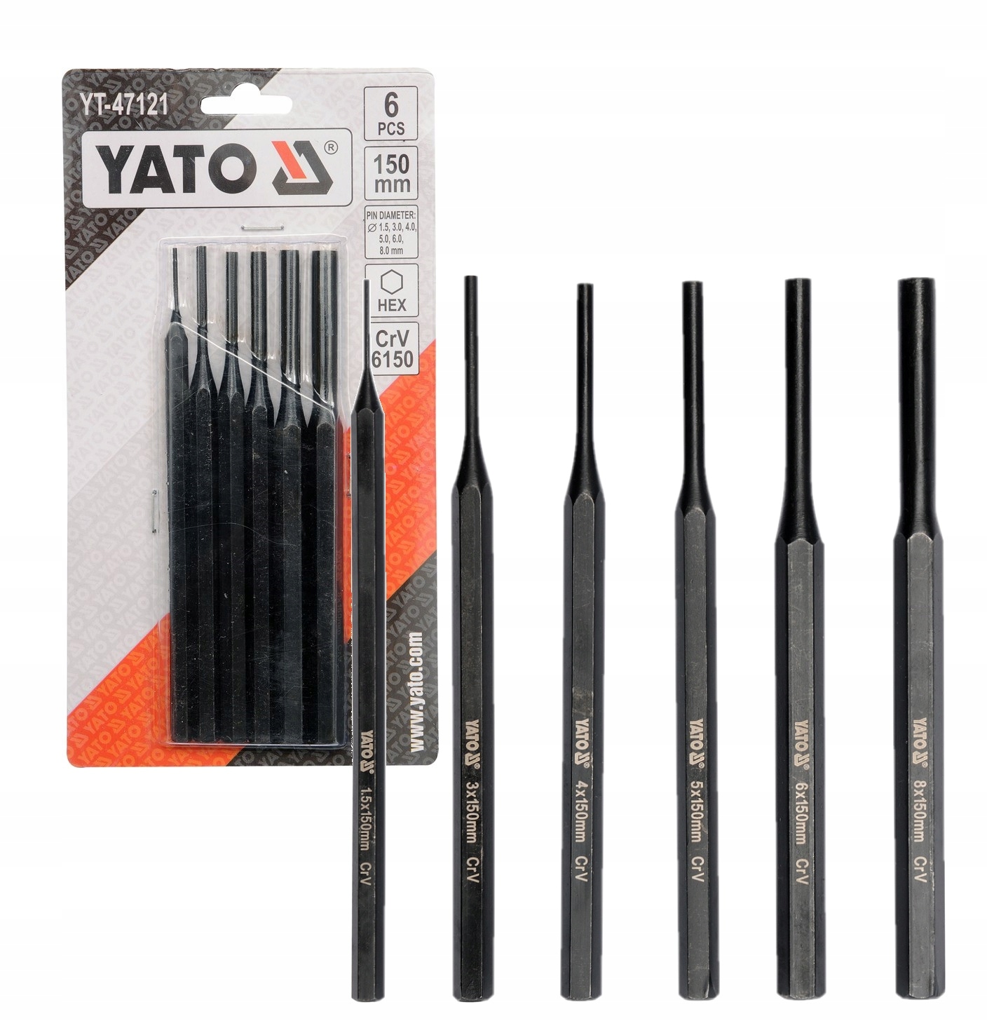 

Wybijaki Zestaw CrV 1.5-8mm 6 Szt. Yato YT-47121