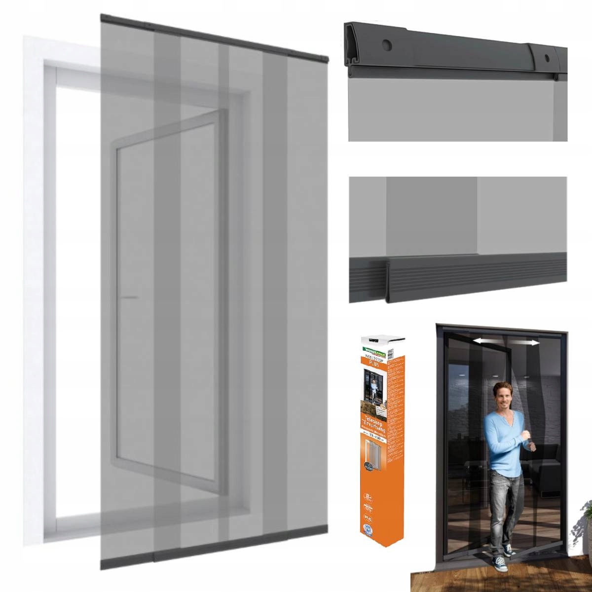 Moskitiera Windhager 120x250 cm teleskopowa zasłona drzwiowa na owady
