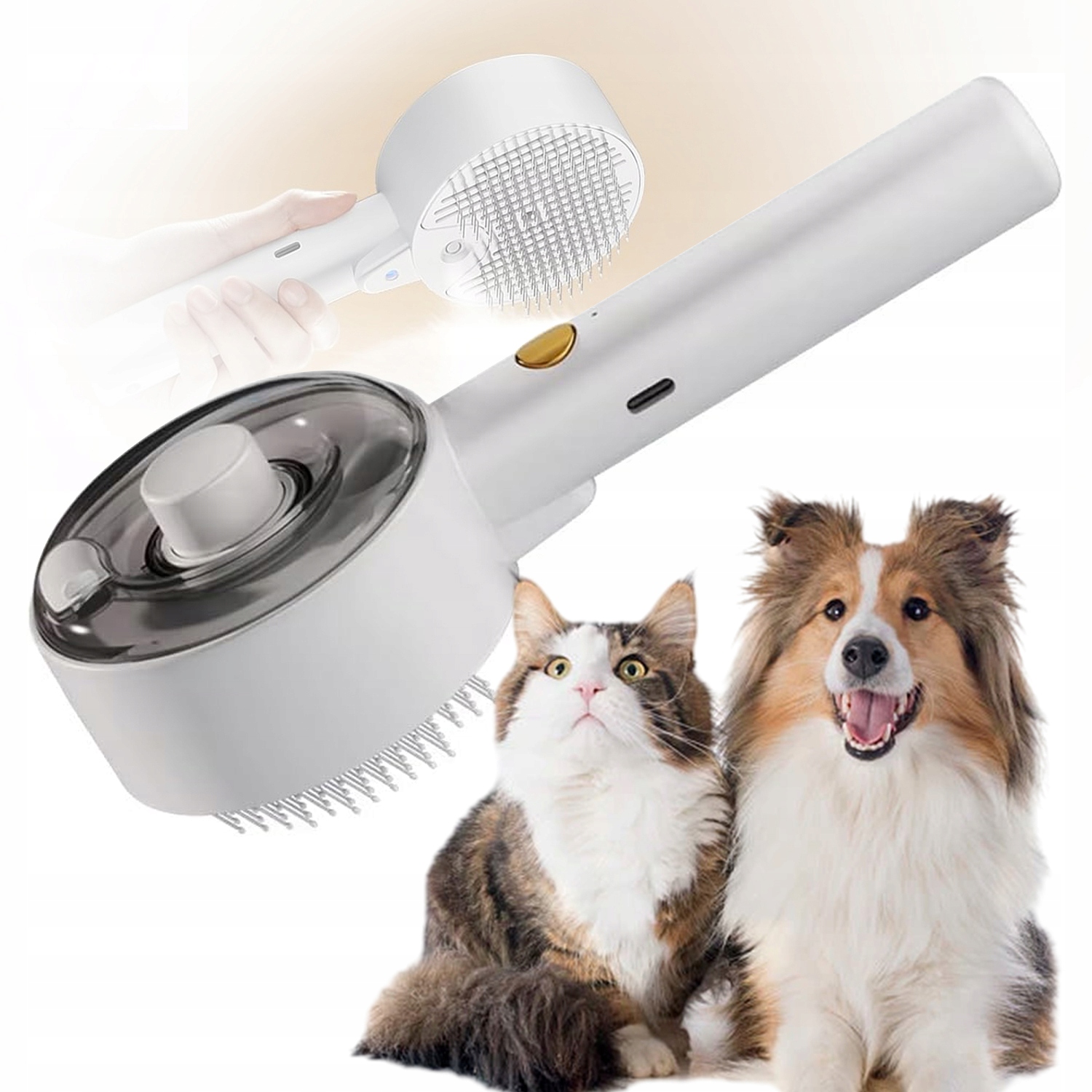 Levně Hřeben s rozprašovačem, masážní kartáč a Uv sterilizace pro péči o srst psů a koček