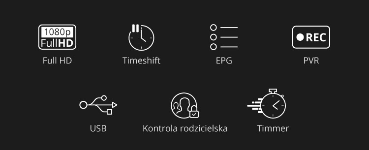 Dekoder Tuner telewizyjny DVBT2/HEVC Załączone wyposażenie pilot