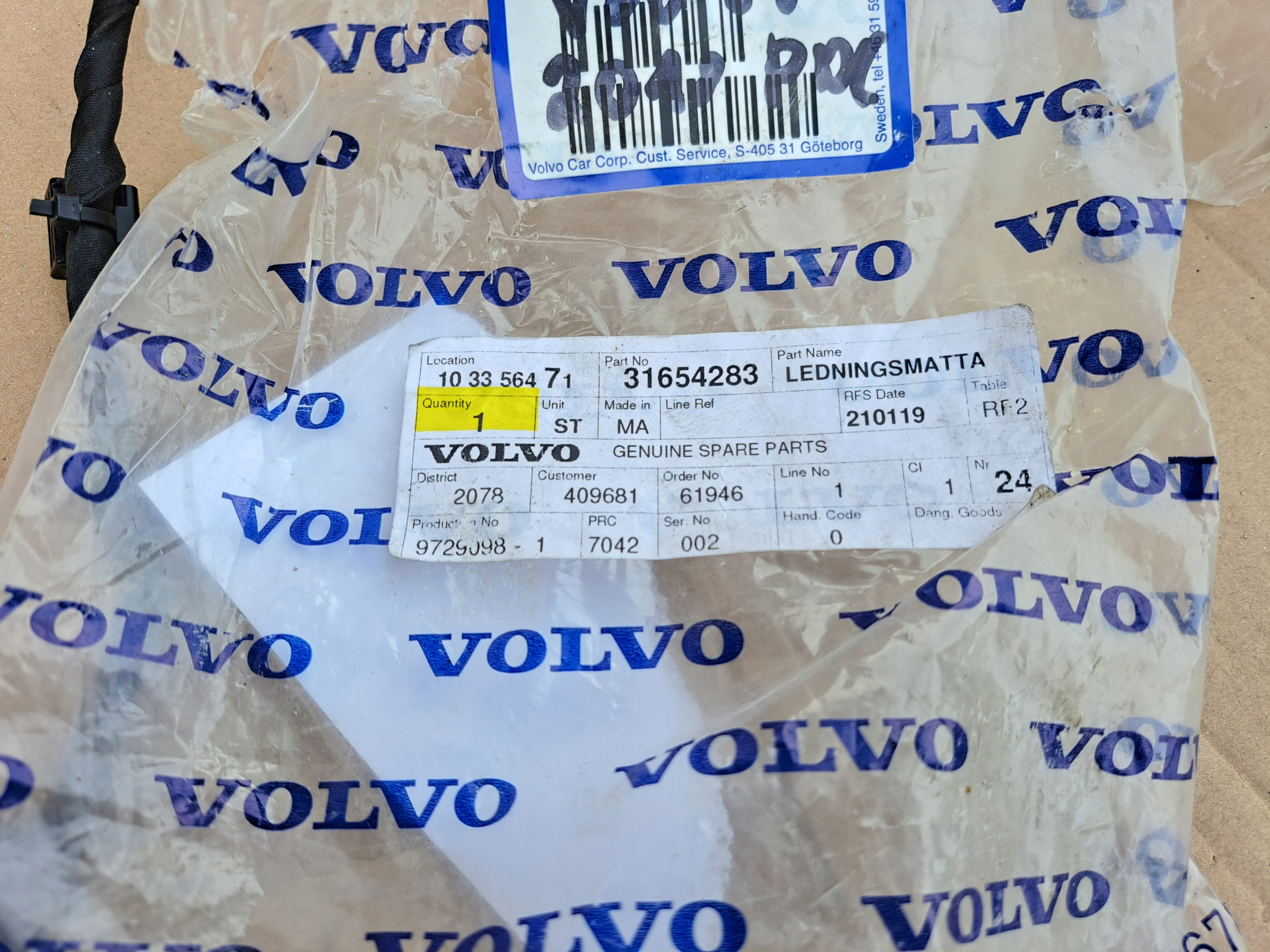 volvo S60 V60 проводка датчиков парковки решетка радиатора