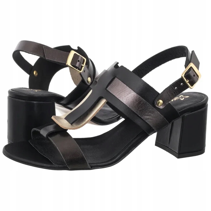 Dámské sandály na podpatku Léto Maciejka 07022-01/00-0 Černé