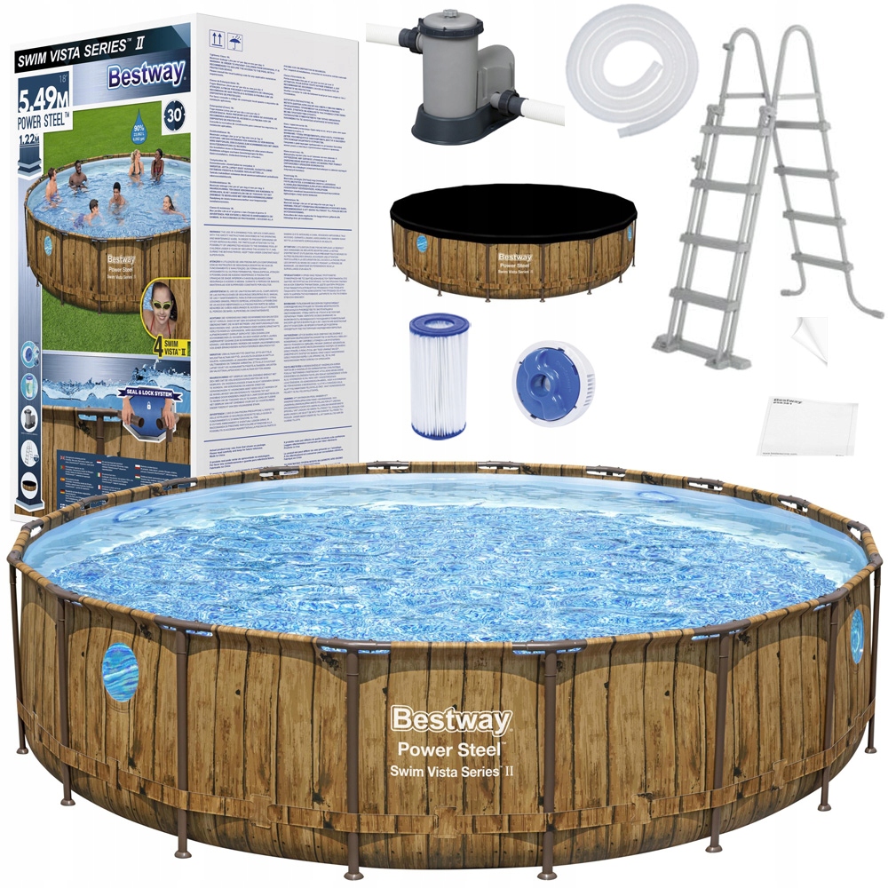 

Bestway Basen stelażowy drewno 549x122 11w1 56977