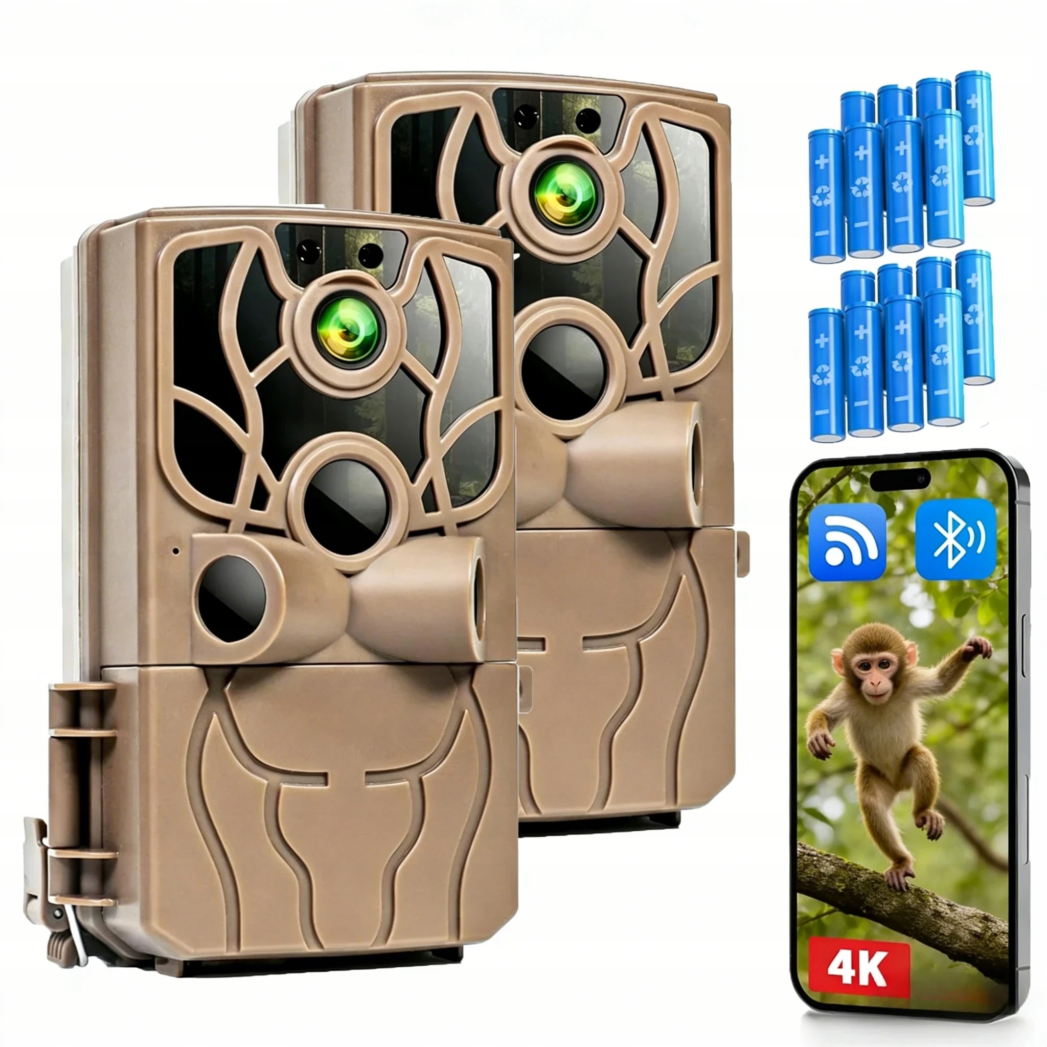 2 kusy 48MPX Vodotěsná Lesní Kamera Pro Lovecké Infračervené Diody