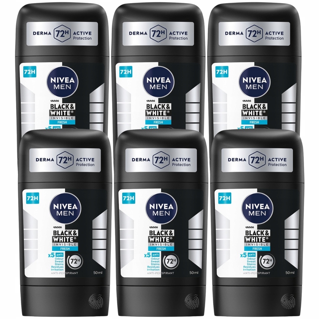 Nivea Men Black&White Invisible Fresh antiperspirant stick 6x50ml