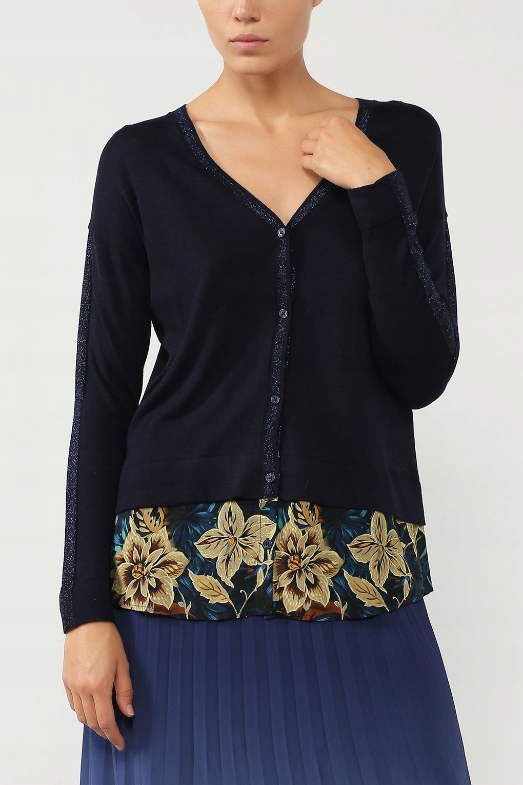 Desigual Tmavě Modrý Kardigan Knoflíky (s)