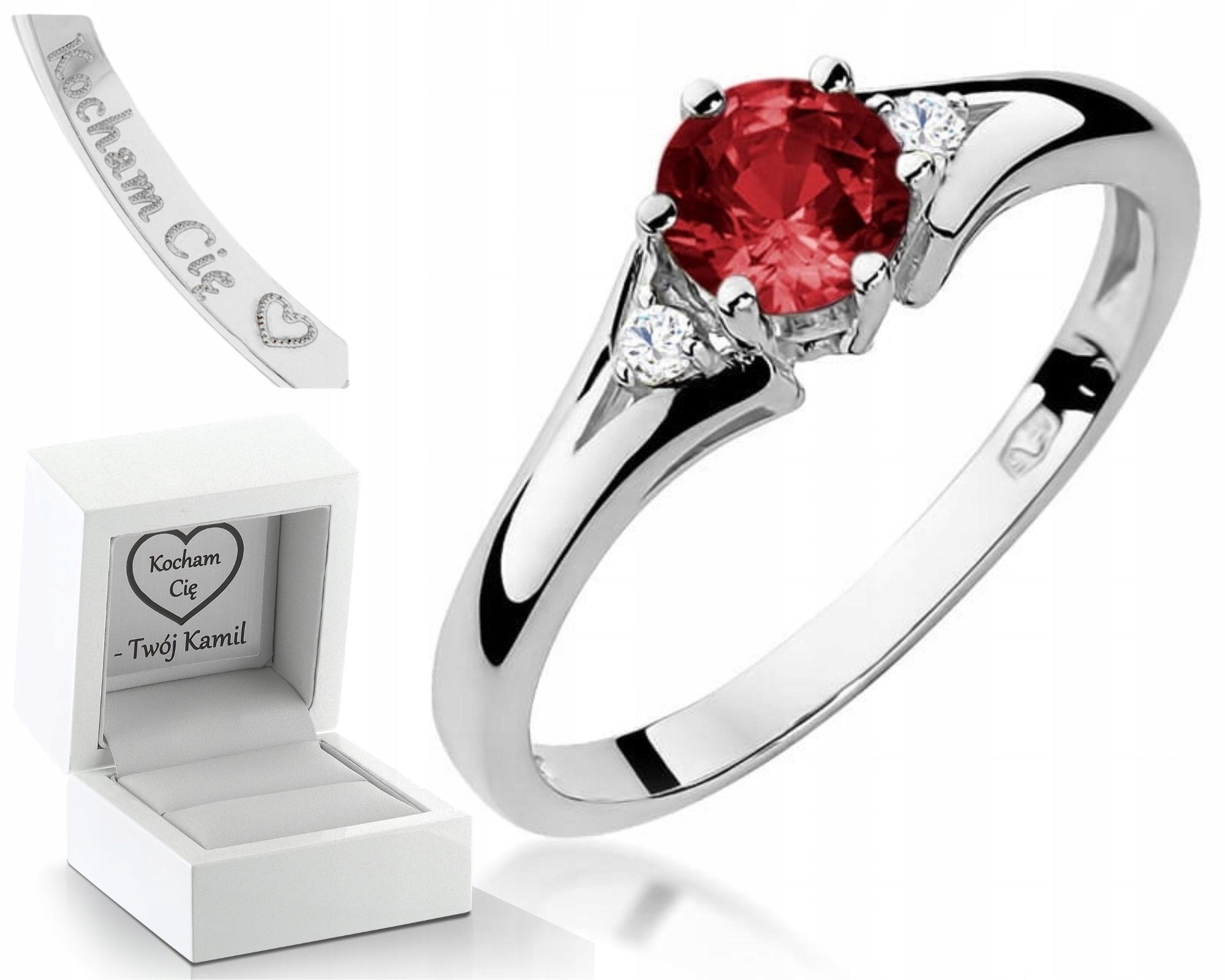 Bílé Zlato Prstýnek Přírodní Kámen Granát Diamanty Ryzost Zlata 585