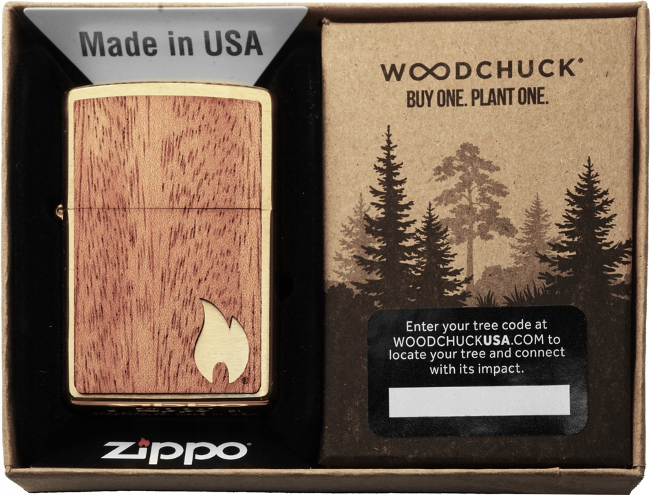 Zapalovač Zippo Woodchuck Mahogany Flame Větruodolný
