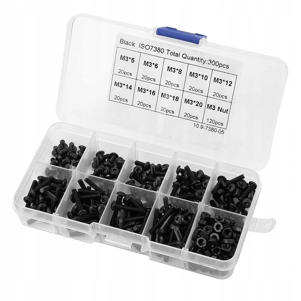 

300SZT Śruby I Nakrętek Nakrętk M3 Zestaw