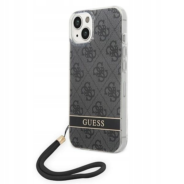 Etui Guess 4G Print Strap na iPhone 14 Plus czarne