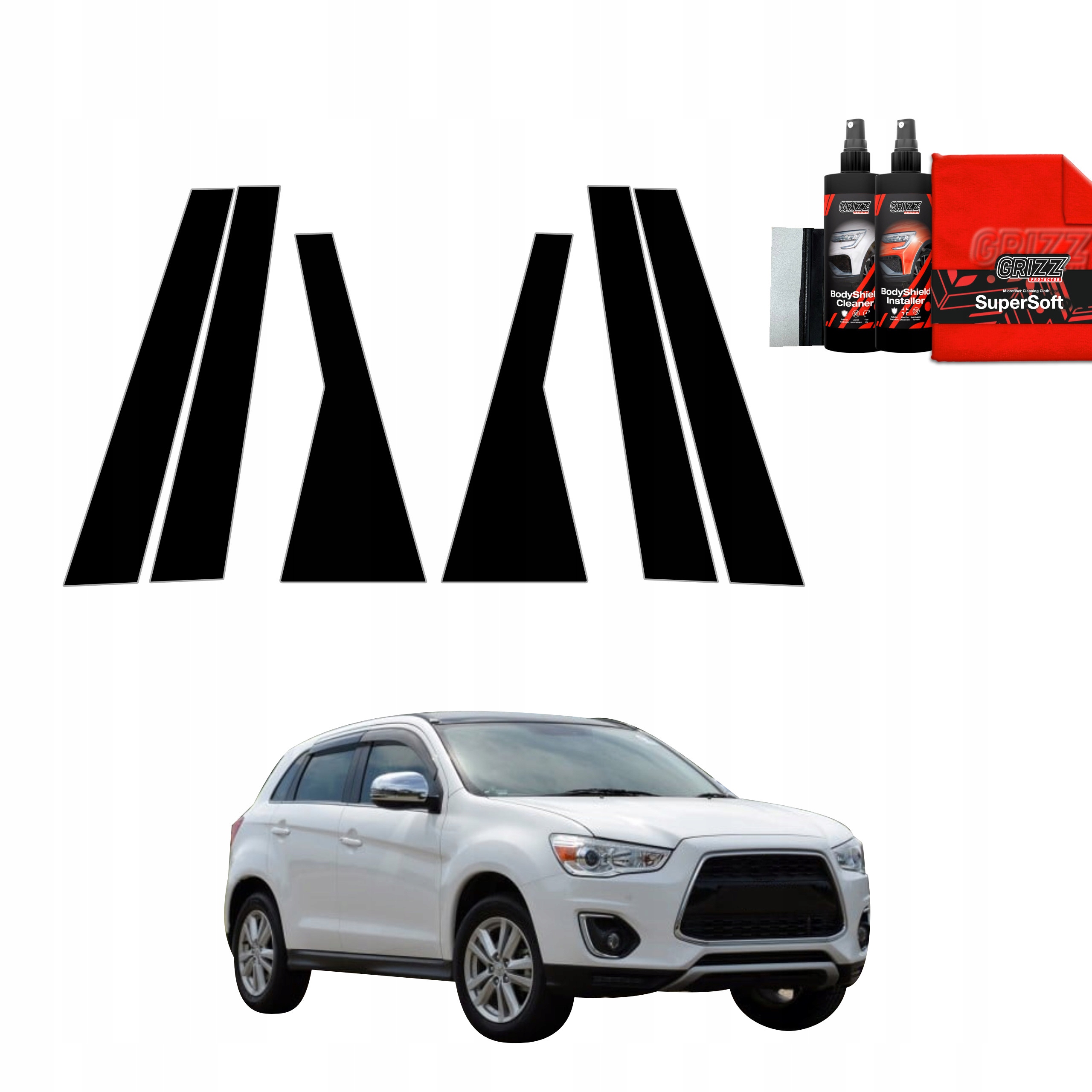 10v1 Černá fólie na sloupky pro Mitsubishi Asx (2010-2019)