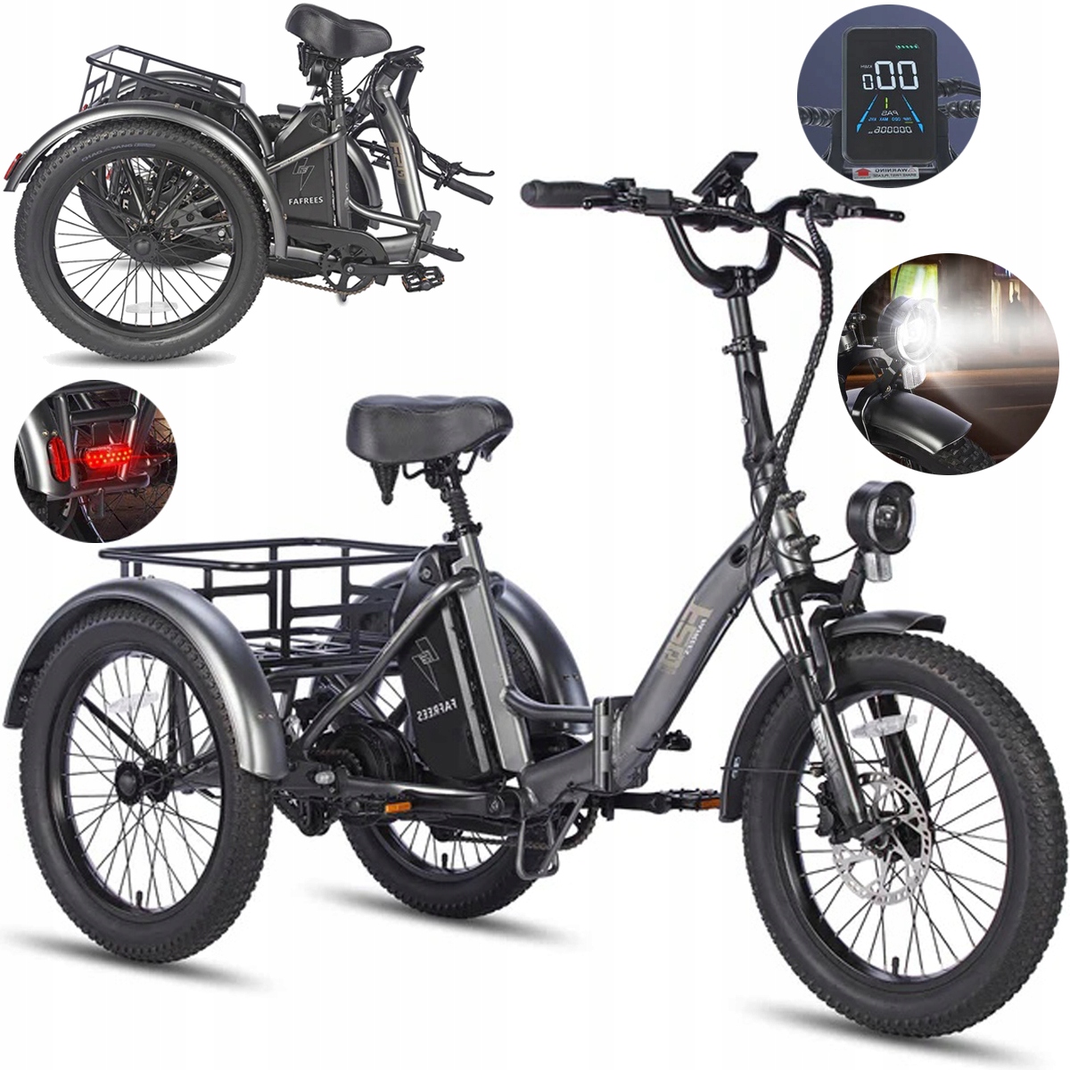 Rower trójkołowy FAFREES F20 Mate 18.2AH 500W 110KM składany dla dorosłych