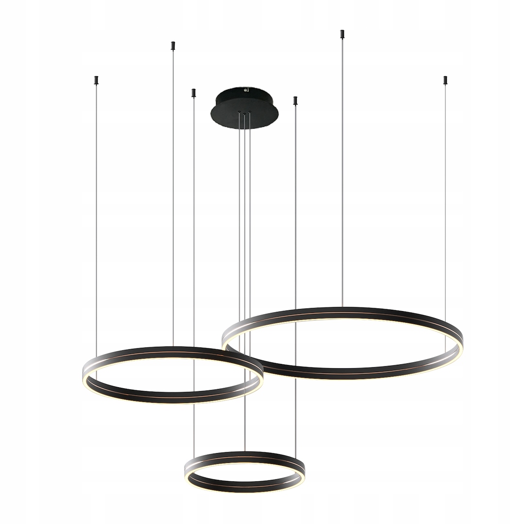 Lampa wisząca trzy czarne pierścienie Led 108W do salonu ML1185 Milagro