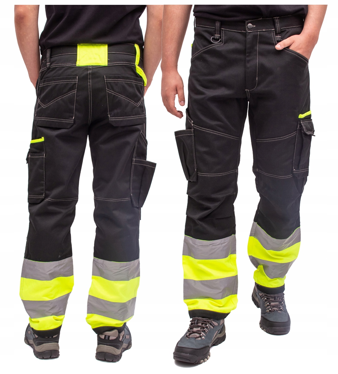 Рабочие брюки сильные черные светоотражающие 3XL 58