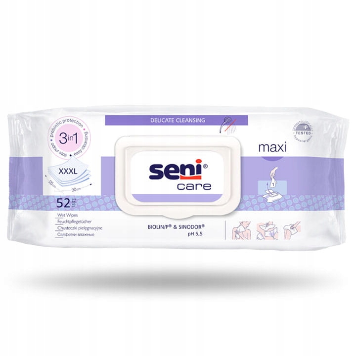 

Seni Care chusteczki pielęgnacyjne Maxi 3w1 52szt