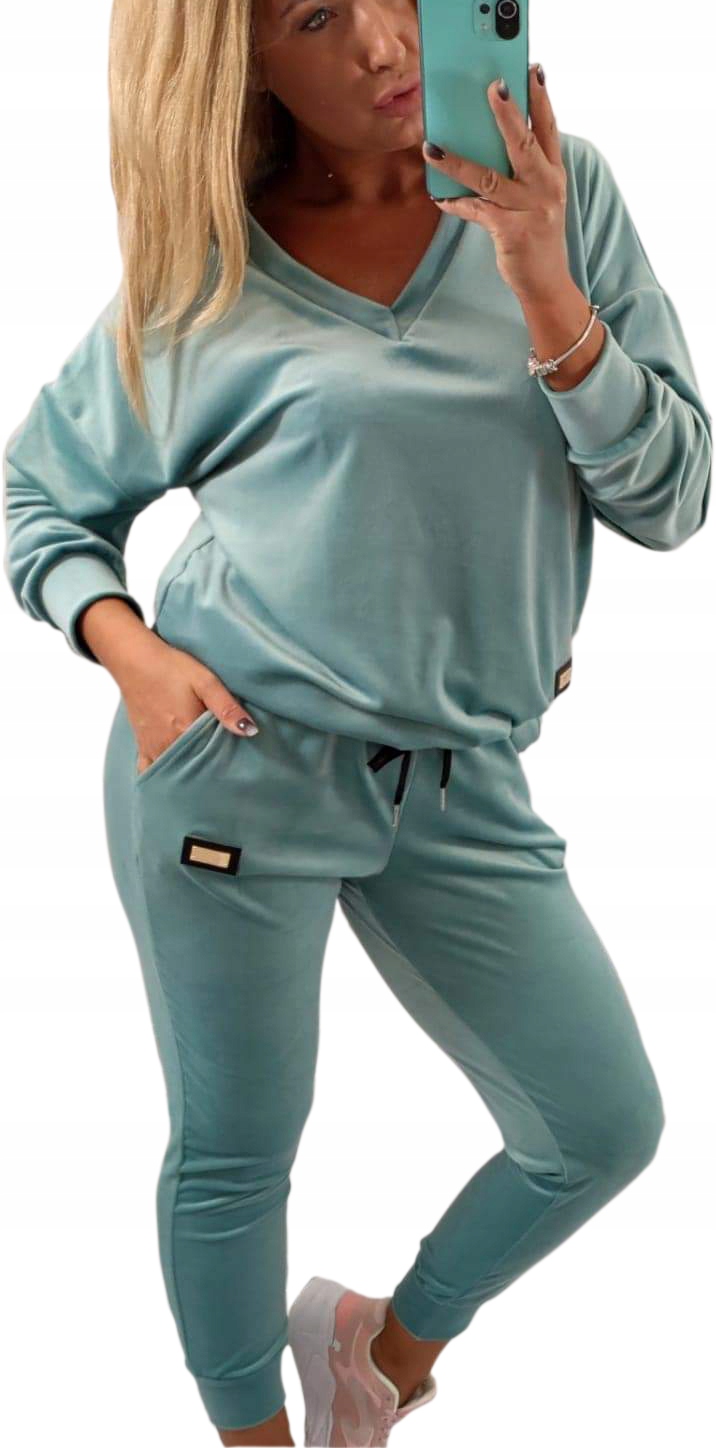 DRES DAMSKI WELUROWY SPODNIE + BLUZA rozmiar 42