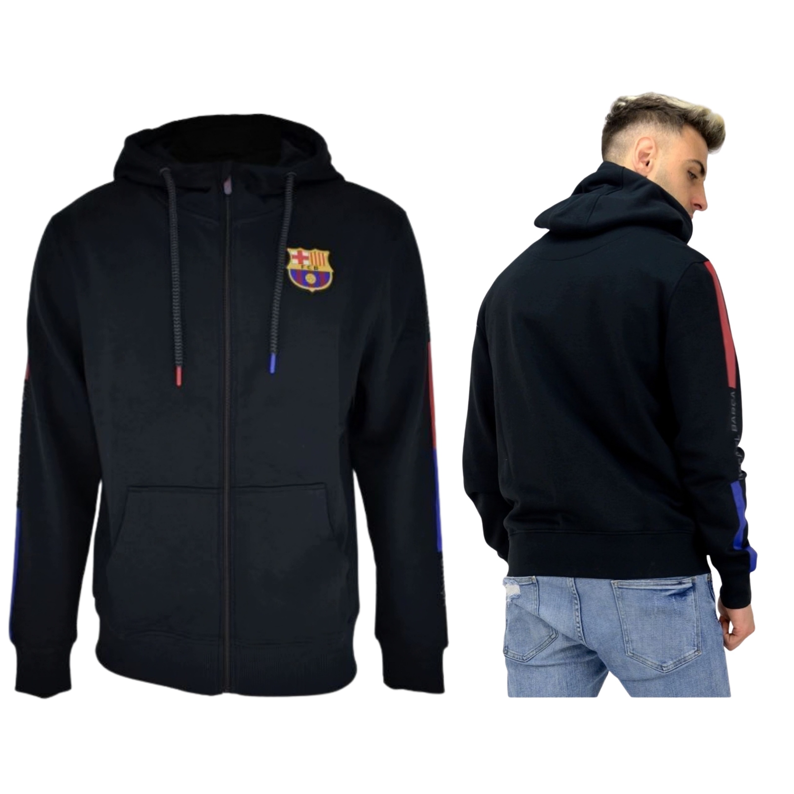 Mikina pro fanouška s kapucí a zipem velikost XL logo černá