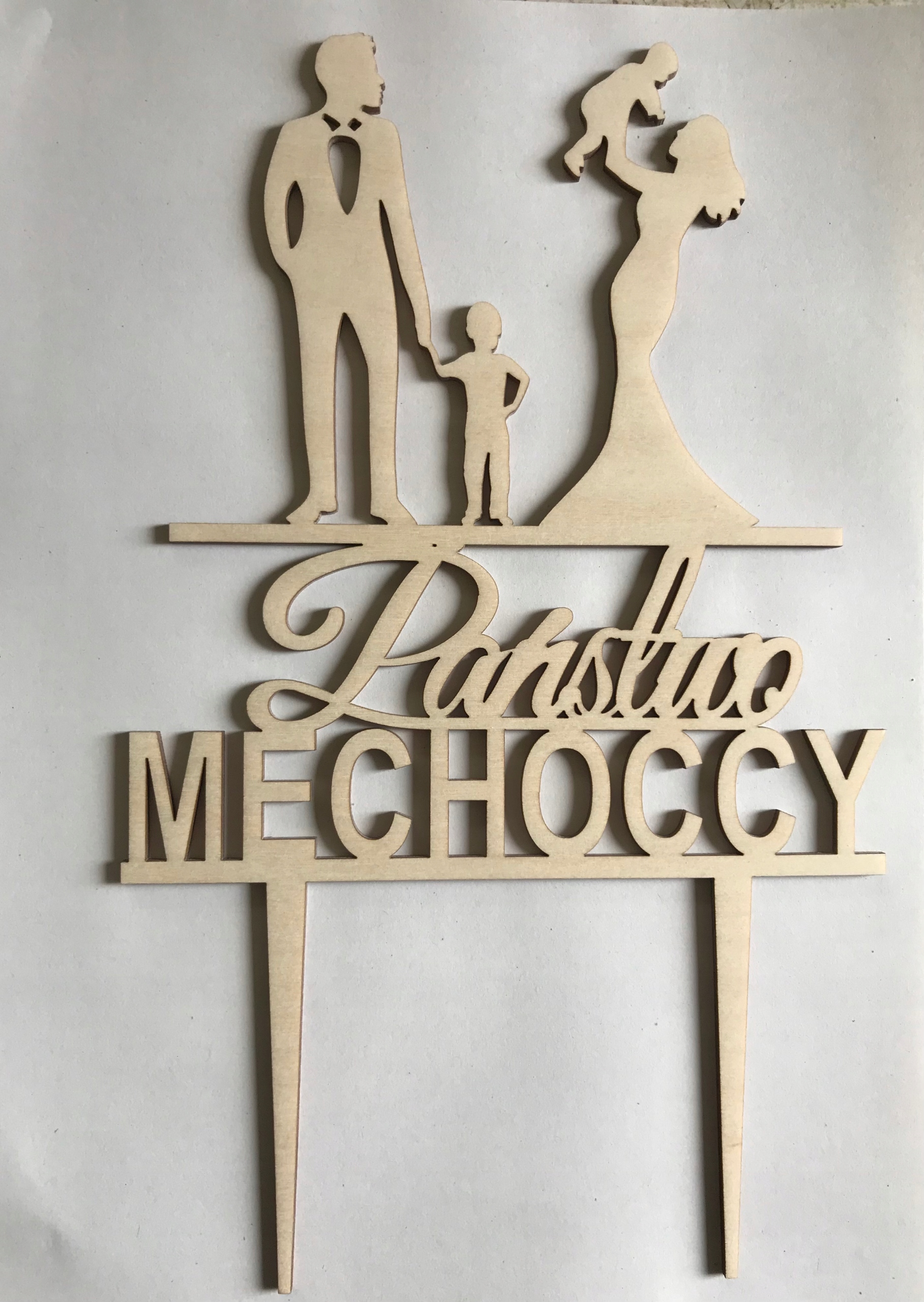 

topper weselny para młoda i dzieci,dekoracja tortu