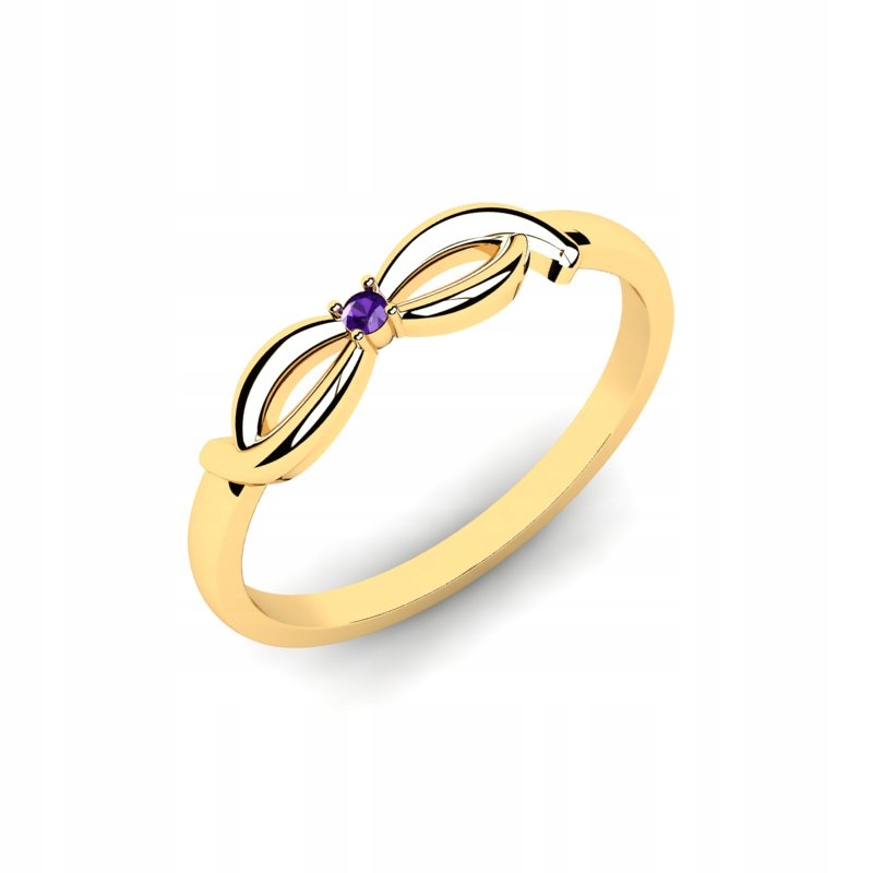 

Pierścionek Kokardka Złota Fioletowa Cyrkonia 14KR