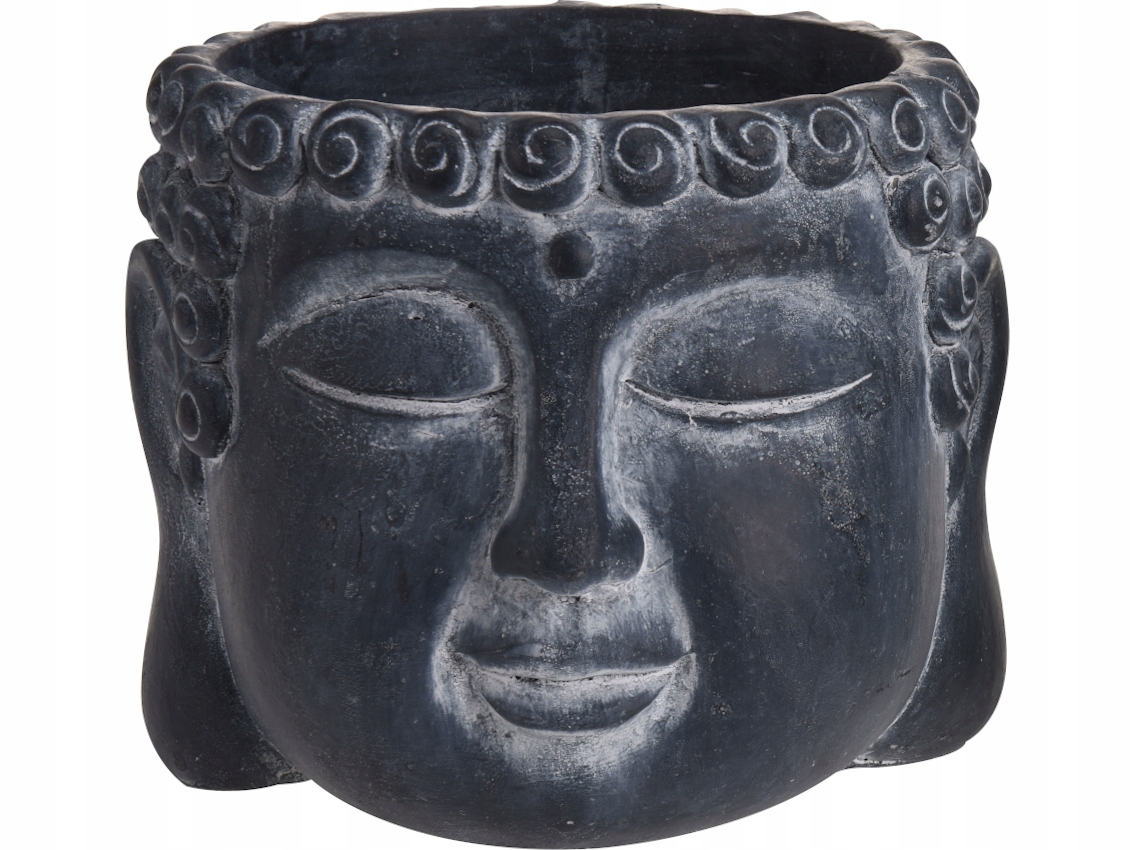 Budda czarny - Doniczka Osłonka betonowa 16x12,5cm