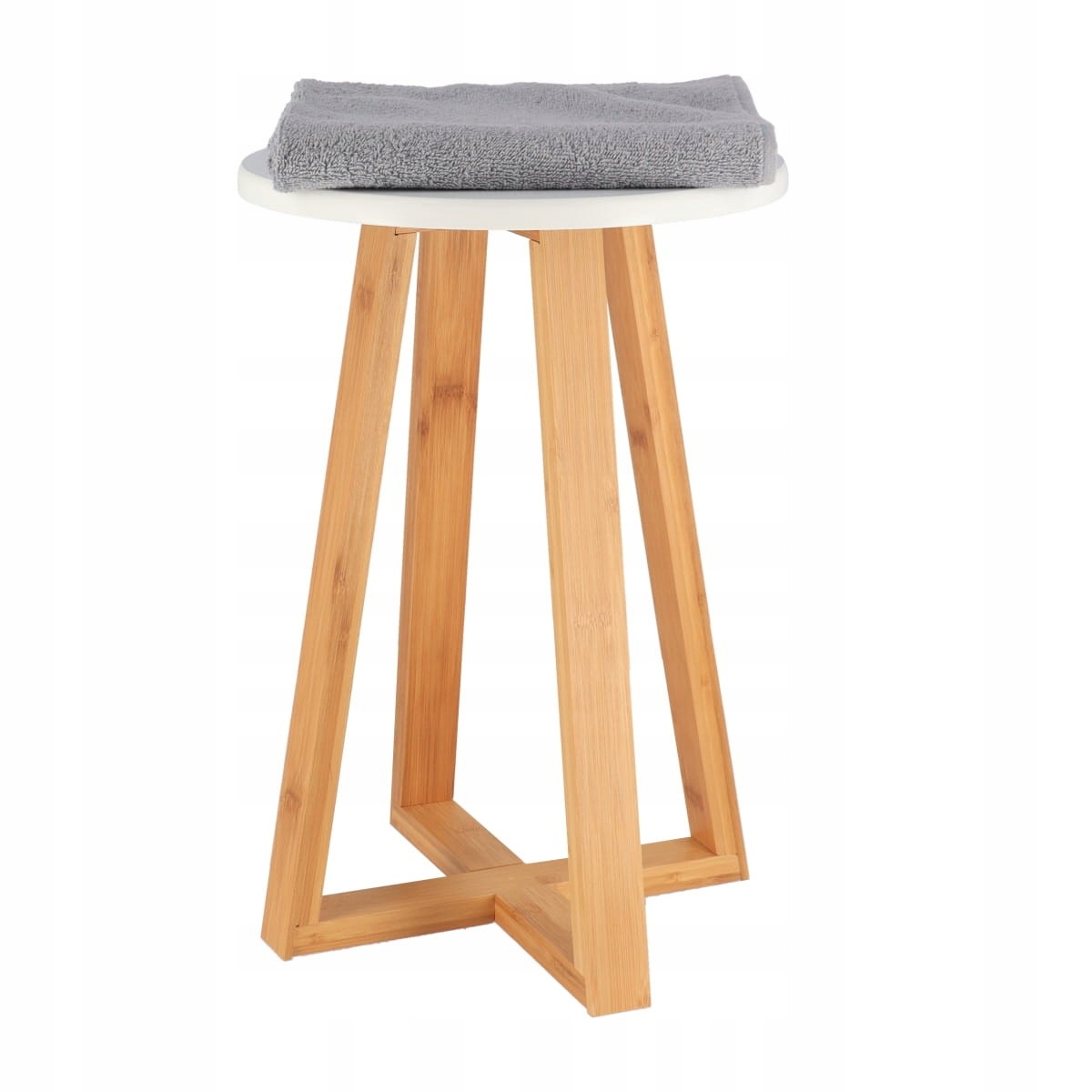 Bambusová Stolička Bílá Plošina Na Ručníky