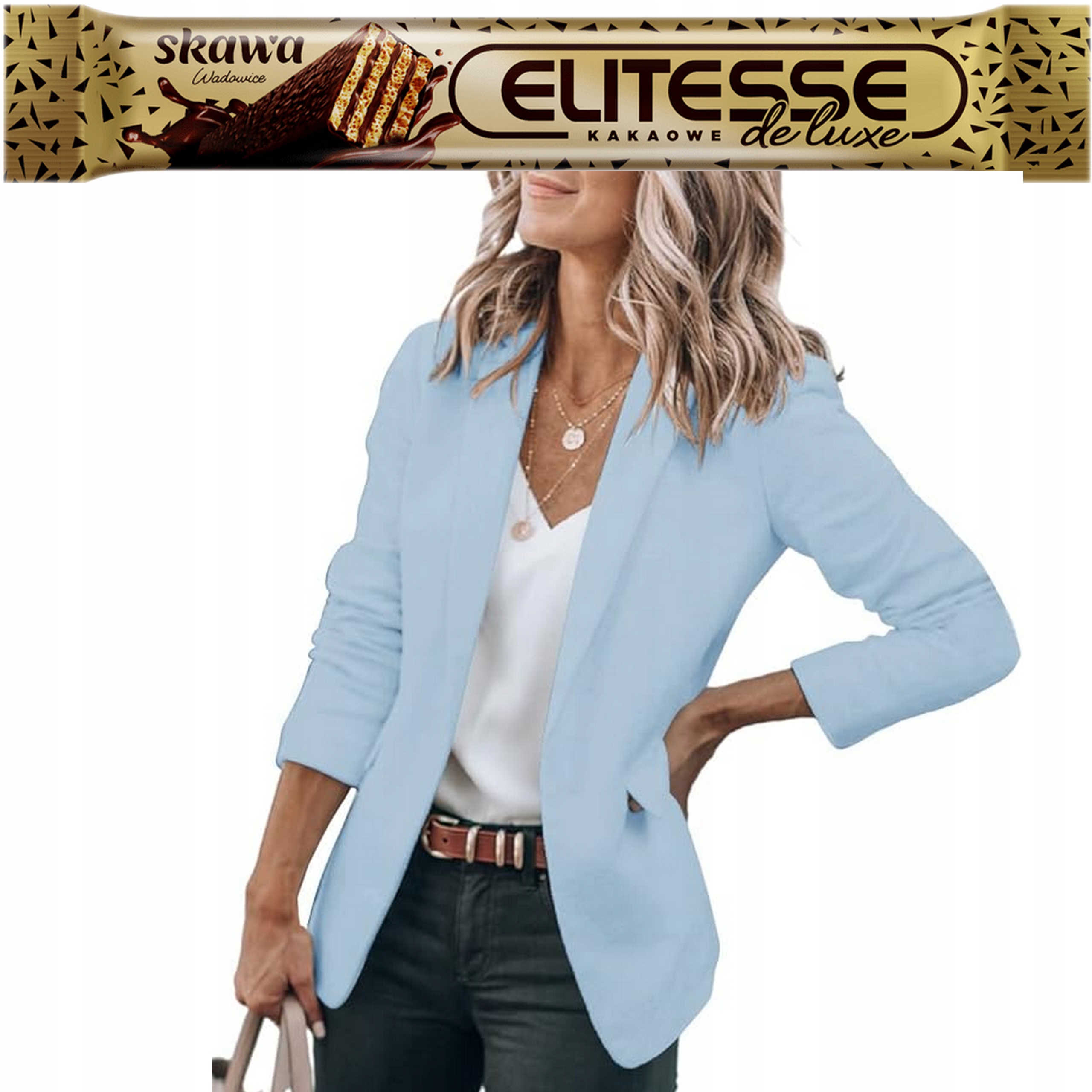 Cicy Bell Sako Elegantní Modrá XL do pracovní kanceláře Dlouhý Rukáv Nová